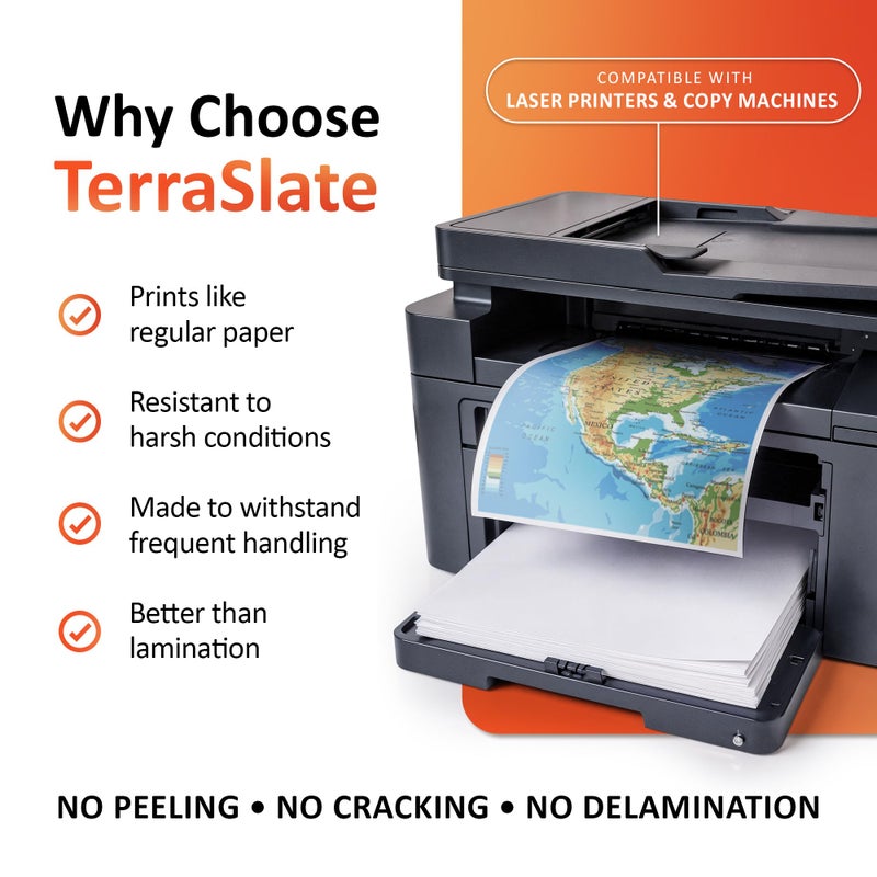 TerraSlate Waterproof Laser Printer Paper â€“ 8 MIL 8.5"x14", 100 Sheets, White â€“ Tear & Smudge Proof, Heavy-Duty for Outdoor Use, Ideal for Printing, Copying & More - Image 4